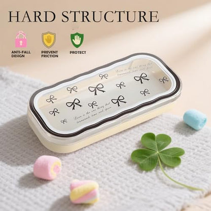 Cute hard shell bow glasses case cat transparent glasses case sunglasses glasses Size is 6.9 x 3.2 x 1.2inches - color: Case - Black Bow