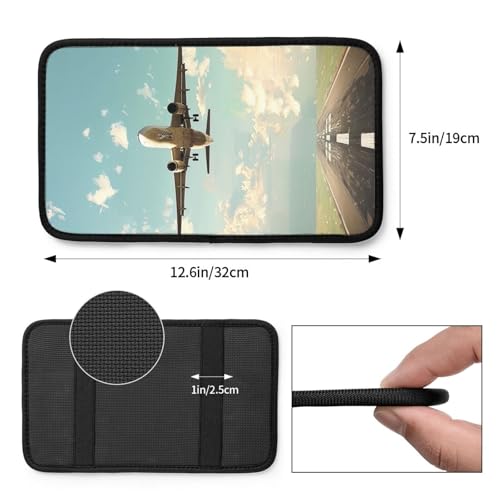 Airplane Printed Auto Center Console Cover, Universal Waterproof Car Armrest Box Pad, Car Interior Accessories,Car Armrest Seat Box Cover Protector for Most Vehicle SUV Truck Car