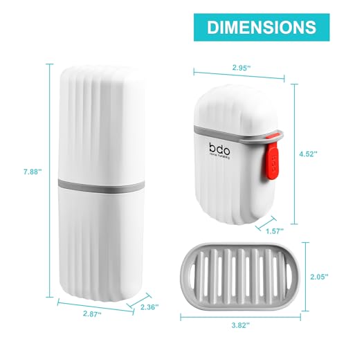 VITVITI White Toothbrush Travel Case, Portable Travel Soap Container Leakproof Dish Tray,7.88 inch Toothpaste Toothbrush Holder with Cover for Trip/Bathroom/Camping - color: White 1