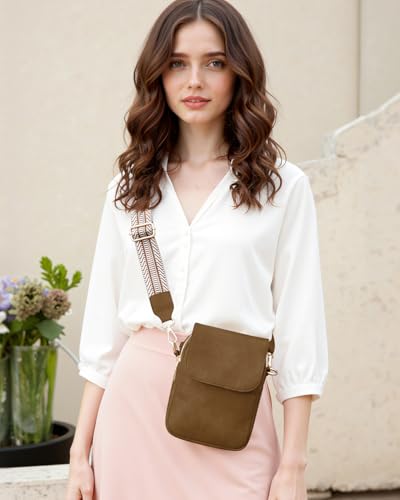 Fashion Small Crossbody Bags for Women Trendy Designer Cell Phone Purses Wallets with Card Holder Anti Theft Travel - color: Sandy Brown