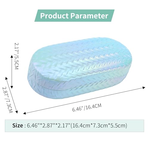 PERFECTSIGHT Sunglasses Case, Large Hard Shell Glasses Case, Cute PU Leather Protective Eyeglasses Case for Women Men - color: Gradient Light Blue