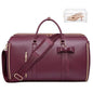 Garment Bags for Travel, Convertible Suit Travel Bag for Women, Cute Carry On Garment Bag w/Shoes Pouch, 2 in 1 Foldable PU Leather Hanging Duffle Bag, Single-Zipper Design, Sangria - color: Red