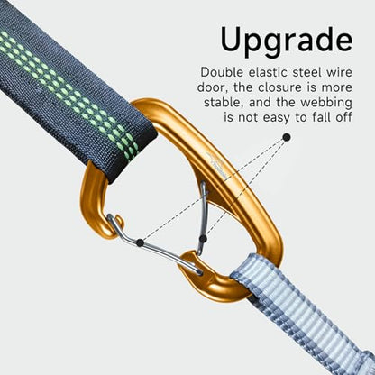 Heavy Duty Carabiner Clip Hook 8KN (1763 lbs), 2 PCS Ultra-Light Aluminum Caribeaners with Double Door D Ring Shape, for Hammock, Camping, Hiking, Backpacking, Dog Leash, Keychain Clip - style: 2#Gold-2pc