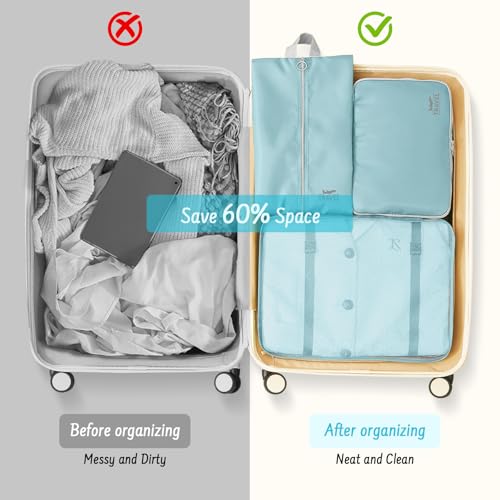 8 Set Packing Cubes for Travel Suitcase Organizer Bags Luggage Packing Cubes Set Travel Essentials Accessories Gifts for Women Blue - color: Upgrade-Blue