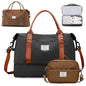 Weekender Bags for Women,Travel Duffle Overnight Bag with Shoe Compartment,Personal Item Carry On Bag,Black & Brown,Large,3 Pcs Set - color: B-BlackBrown-3PCS-4051, size: Large