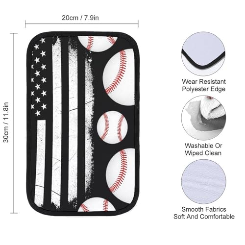 Auto Center Console Armrest Cover Baseball American Flag, Universal Soft Comfort Handrail Box Cushion for Car, Suitable for Most Vehicles - color: Picture (62)