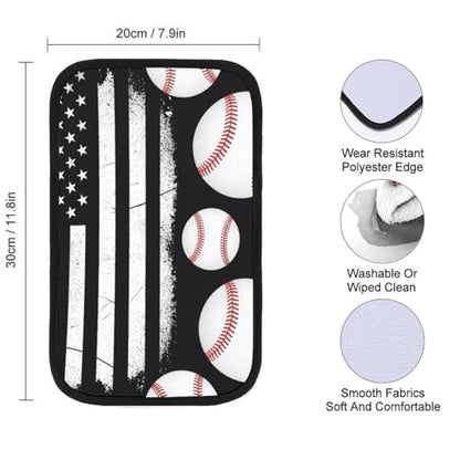 Auto Center Console Armrest Cover Baseball American Flag, Universal Soft Comfort Handrail Box Cushion for Car, Suitable for Most Vehicles - color: Picture (62)