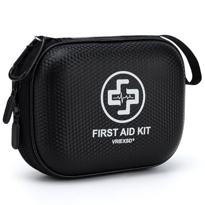 Mini First Aid Kit - 150 Piece Small Waterproof Hard Shell Medical Kit for Home, Car, Travel, Camping, Truck, Hiking, Sports, Office, Vehicle & Outdoor Emergencies (Black) - color: Black