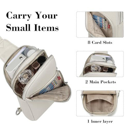 INICAT RFID Blocking Sling Bag, Anti Theft Crossbody Bag for Women Compact Travel Purses Leather - color: White