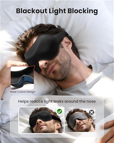 3 Pack Sleep Masks for Side Sleepers, True Blackout 3D Eye Mask for Sleeping, Zero Eye Pressure, Lash-Friendly, Adjustable Soft Eye Cover for Women Men, Travel Night Blindfold - color: Blue&black&purple