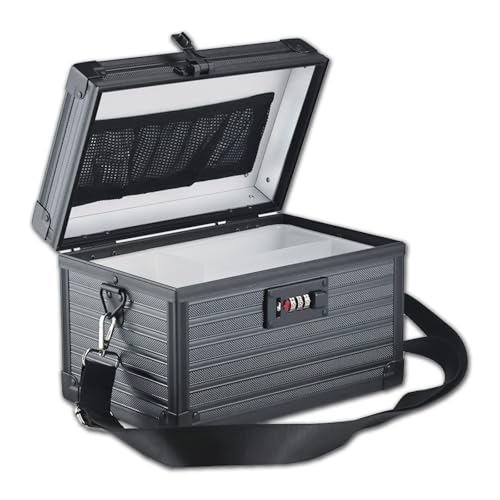 Combination Lock Box with Handle, Portable Multipurpose Locking Storage Case, Home Outdoor Security Lockbox, Organizer for Accessories Medicine Cosmetics Toys Tools (Stripe Black, Small) - color: Stripe Black, size: Small