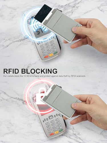 TOYFID Credit Card Holder Wallet for Mens - Metal Slim Minimalist Cards Holder with Stretch Money Pocket - RFID Blocking&Ultralight Small Wallet - color: Silver A