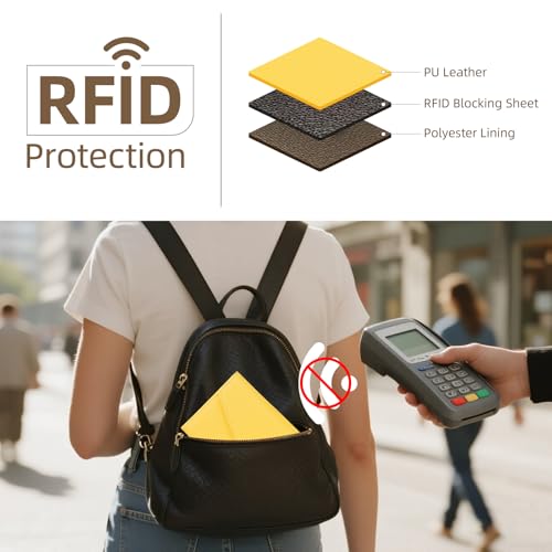 ZOPPEN Mulit-purpose Rfid Blocking Passport Holder Travel Wallet (Ver.4) Passport and Vaccine Card Holder ComboTri-fold Document Organizer Travel Essentials - color: #22 Primrose Yellow