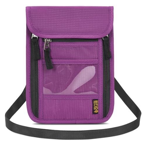 Neck Wallet Lightweight RFID Blocking Waterproof Travel Pouch Passport Wallets for Women Men - color: B-Purple