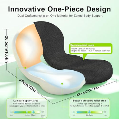 Seat Cushion, Seat Cushions for Office Chair, Ergonomic Coccyx Cushion, Breathable Non-Slip Memory Foam Pad for Long Sitting, Gaming Chair & Car Seat - color: Dark Gray