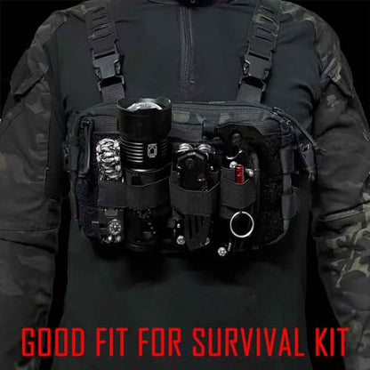 3 Piece EDC Elastic Bag Insert Pouch Panel Hook Backed Accessories Holder, Tactical Backpack Insert Modular Organizers and Storage Pouch - color: Black