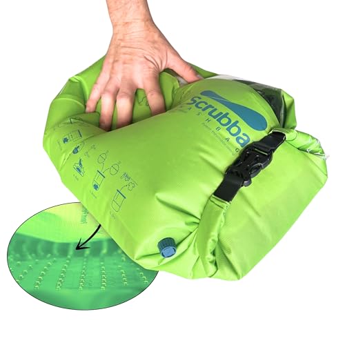 Scrubba Wash Bag - Patented Washboard-in-a-Bag™ Portable Travel Washing Machine for Camping, Backpacking, Cruises & Hotels - Pack Light, Wash Clothes Anywhere in Minutes (5 oz)