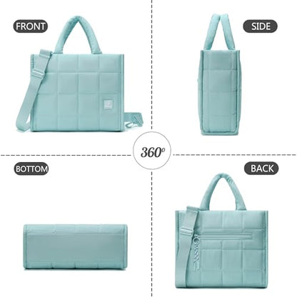 Quilted Crossbody Bags for Women,Puffer Weekender Overnight Bag,Purse Handbag Organizer,Small Tote Bags Shoulder Bag - color: Ice Blue