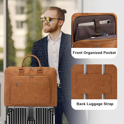 Garment Bag for Travel Large Carry on Garment Bags Men Women | Garment Suitcase Bags - color: Brown