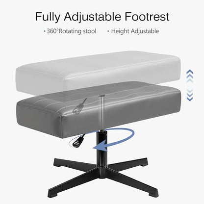 VECELO Under Desk Footrest, PU Ergonomic Foot Rest with Comfort Padding, Height Adjustable for Relieving Leg Pain, Stiffness, and etc, Gray - color: Gray