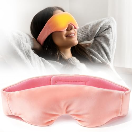 Akakios Heated Eye Mask for Dry Eyes, Microwavable Moist Heat Weighted Eye Masks Warm Compress for Dark Circles and Puffiness, Relief Stye Treatment, with Washable Cover(Pink) - color: Pink