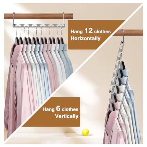 Space Saving Hangers for Clothes 6 Pack, Sturdy Metal Hangers Wardrobe Organizer, Magic Cascading Hanger, Closet Space Saver Closet Organizers and Storage