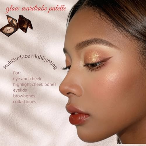 4-in-1 Glow Palette: Highlighter, Contour, Matte Eyeshadow & Bronzer for Cheeks & Eyes | Glow Wardrobe & Makeup Palette | Versatile Face & Eye Cosmetics