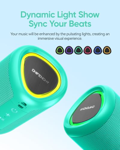 Portable Bluetooth Speaker Beach Essentials: Powerful Crystal Clear Sound/Dynamic Light/IPX5 Waterproof/All Day Playtime/Wireless BT 5.3/TWS Paring, Dad Gifts, Outdoor|Travel|Camping|Pool Accessories - color: Teal
