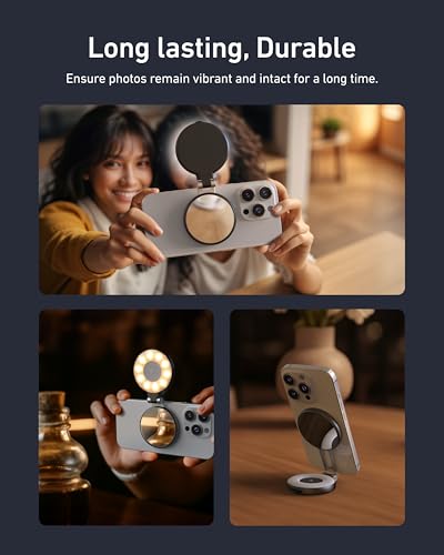 TELESIN C03 Magnetic Phone Beauty Selfie Light Compatible with iPhone Magsafe, CRI97 360° LED Selfie Ring Fill Light with Mirror for Selfies/Photography/TikTok/Zoom Calls/Video Conference(Black) - color: Black