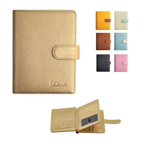 Valante 3-fold RFID AirTag travel passport wallet with 21 pockets and card slots (Gold, 6 * 4 inch) - color: Gold