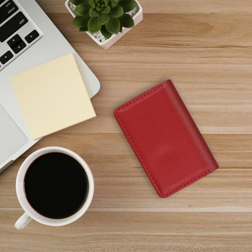 Business Credit Card Holders, Magnetic Sealing Anti Drop, PU Leather Debit Card Protector Organizer Case (Ruby Red) - color: Ruby Red
