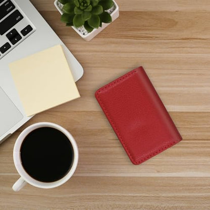 Business Credit Card Holders, Magnetic Sealing Anti Drop, PU Leather Debit Card Protector Organizer Case (Ruby Red) - color: Ruby Red