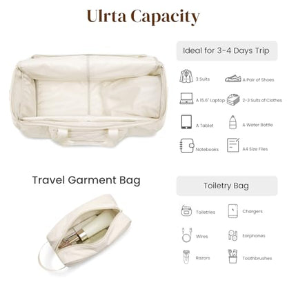 S-ZONE Garment Duffle Bags for Travel Carry on Convertible 2 in 1 Suit Bags Hanging Suitcase with Toiletry Bag 50L - color: Off-white