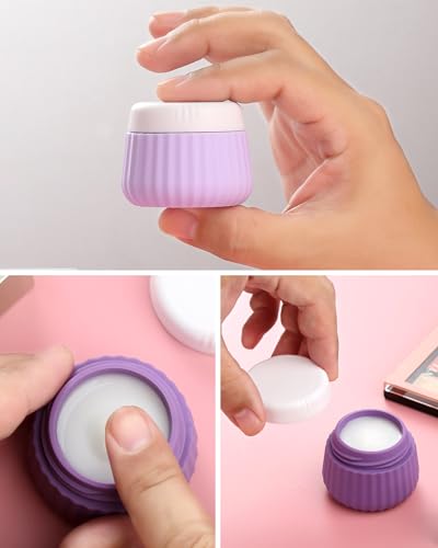Mrsdry Travel Bottles for Toiletries - 8 Pack, TSA Approved 3oz Travel Containers, Leak Proof Silicone Squeezable Cream Jars with Clear Bag - color: Violet, size: Bottle 3oz Jars 1oz