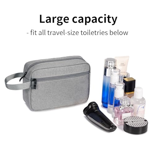 Travel Hanging Toiletry Bag with Carry Handle - Water-Resistant Small Cosmetic Organizer for Men & Women, Makeup, Shaving Kit, Gym & Travel Essentials (Grey) - color: Grey