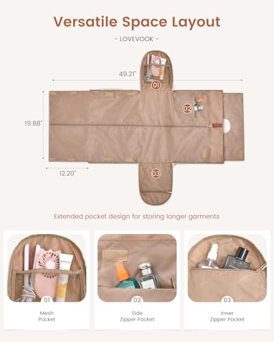 LOVEVOOK 2 in 1 Garment Bag for Women with Shoe Pouch, Convertible Hanging Suit Bag Suitcase, Carry On Travel Duffel Bag with Toiletry Bag, Waterproof Weekender Bag for Business, Trip, Wedding
