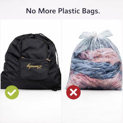 Travel Fanatics Laundry Bag for Dirty Clothes - Foldable Travel Laundry Bag for Suitcase, Hotels, Airbnbs, Cruises and Road Trips - Black - color: Black Laundry