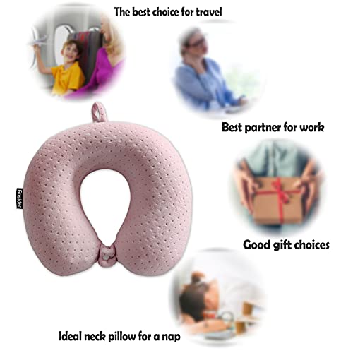 Neck Pillows for Sleeping Travel Pink Travel Pillow Comfortable U Shape Memory Foam Pillows Neck and Head Support Portable Travel Neck Pillow Suitable for Planes, Trains, Self-Driving Cars - color: Pink