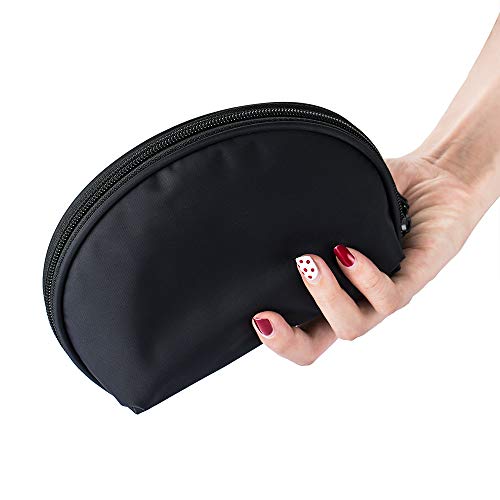 Hekyip Half Moon Cosmetic Bag, Travel Makeup Pouch, Portable Waterproof Cosmetic Pouch for Girls Women, Small (ALL BLACK) - color: ALL BLACK