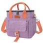 Joymee Lunch Bag Women Large Insulated Reusable Leakproof - Purple | Large Spacious, Cooler Lunch Bag, Adjustable Shoulder Strap, With Side Pocket, Bottle Holder, for Office Work Picnic Travel - color: Purple