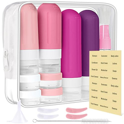 Landisun Travel Bottles for Toiletries 18Pack Travel Size Containers Toiletry Travel-Containers TSA Approved Leak Proof (Crimson) - color: Crimson