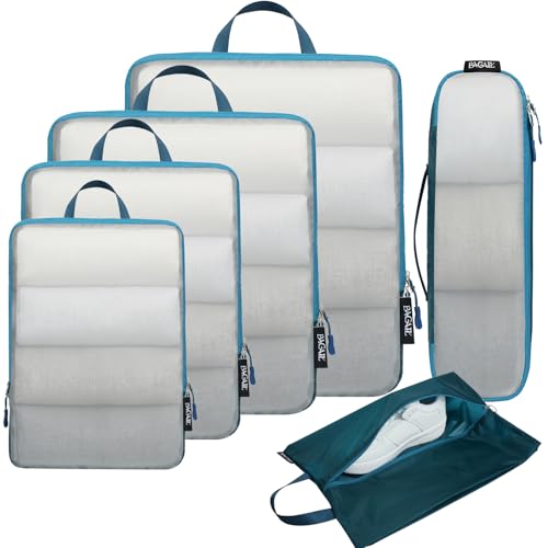 BAGAIL 6 Set Ultralight Compression Packing Cubes Packing Organizer for Travel Accessories Luggage Suitcase Backpack - color: Teal40D, style: Mesh Pattern