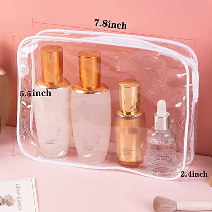 Tergy 20 Packs Clear Cosmetics Bags for Women Men Waterproof Toiletry Bags PVC Makeup Bags Organizer Case with Zipper for Travel Bathroom (Black&White) - color: 20 Black&White