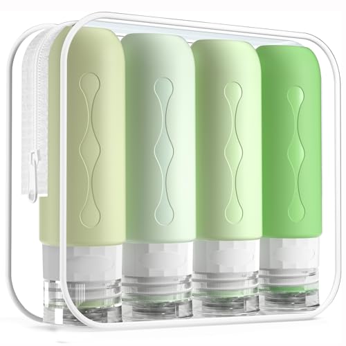 Gemice Travel Bottles for Toiletries, Tsa Approved, Travel Size Containers, BPA Free Leak Proof Tubs Refillable Liquid Accessories for Cometic Shampoo and Lotion Soap - color: Water Green, size: 3oz (90ml)