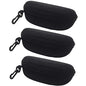 traderplus 3Pcs Hardshell Sunglasses Case/Eyeglasses Box with Zipper and Hook For Men & Women Black