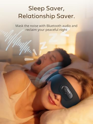 Sleep Headphones for Side Sleepers, Ultra-Thin Adjustable Stereo Speakers, Sleep Mask with Bluetooth 5.4, 64H Playtime, for Sleeping, Travel & Meditation, Unique Gifts for Men Women - color: Midnight Black