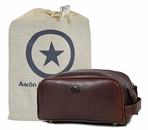 Leather Toiletry Travel Pouch Leather Waterproof Dopp Kit By Aaron Leather Goods - color: Honey Brown