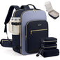 LOVEVOOK 56L Travel Backpack for Women & Men, Airline Approved Carry On Luggage with 3 Packing Cubes, TSA Overnight Bags, Waterproof Personal Item Bag, Weekender Essentials Backpacks fits 17" Laptop - color: Ink Blue-grey Blue-black, size: XX-Large