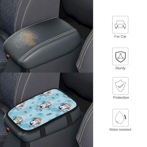 Center Console Cover Cute Penguin, Waterproof Armrest Pad Cover for Car SUV, Universal Vehicle Accessory - color: Picture (69)