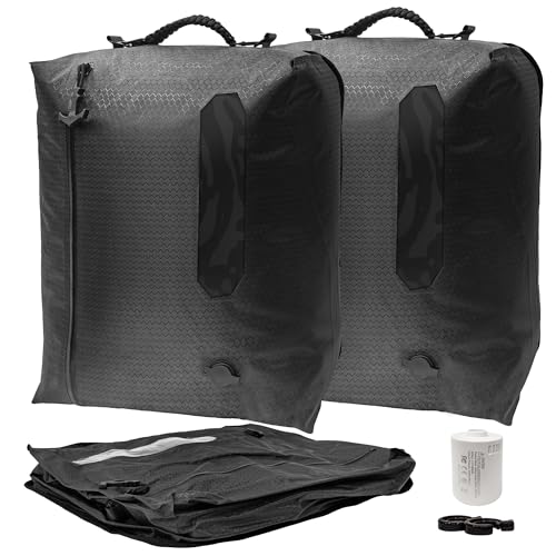 ZPO Travel Vacuum Bags with Pump, IP68 Waterproof Reusable Vacuum Compression Travel Bag with Transparent Window, Reusable Airless Vacuum Kit for Clothes, Backpacks & Suitcases (2 PC+PUMP) - color: Deep Gray & Deep Gray